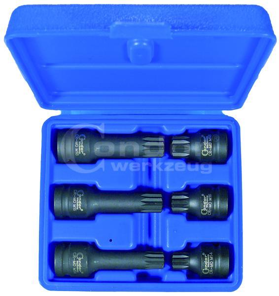 KraftSada nádstavcov, 6-dielna, 1/2", CrMo, tisíc hran M14-18