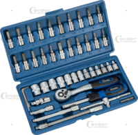 Sada nástrčných kľúčov, 46 kusov, 1/4", 6-bodové 4-14 mm