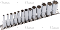 Deep Socket Set, 13 pcs., 1/4", hex 4-14 mm