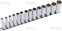 Deep Socket Set, 14 pcs., 3/8", hex 6-19 mm