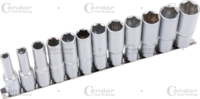 Deep Socket Set, 12 pcs., 1/2", hex 8-24 mm