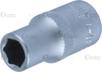 Socket, 1/4", hexagon 6 mm