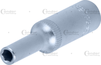 Socket, 1/4", hexagon 4 mm, deep
