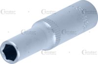 Socket, 1/4", hexagon 6 mm, deep