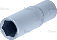 Socket, 1/2", hexagon 19 mm, deep