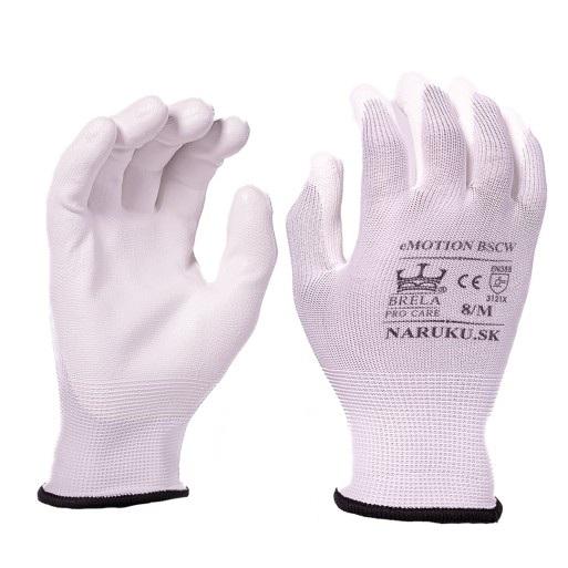 Biele pracovné polyuretánové rukavice BSCW veľkosť 8/M