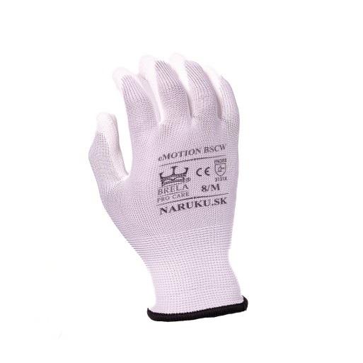 Biele pracovné polyuretánové rukavice BSCW veľkosť 8/M