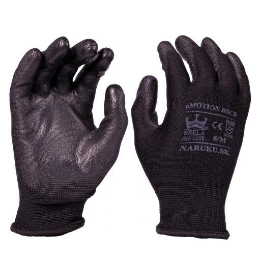 Čierne pracovné polyuretánové rukavice BSCB veľkosť 9/L