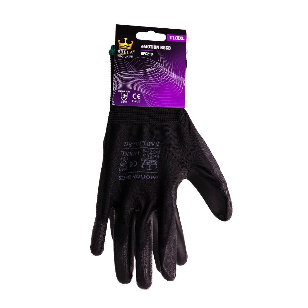 Čierne pracovné polyuretánové rukavice BSCB veľkosť 9/L