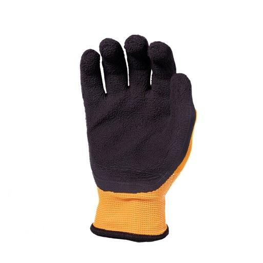 Oranžové pracovné rukavice, elastický úplet máčaný v latexovej pene LFF veľkosť 11/XXL