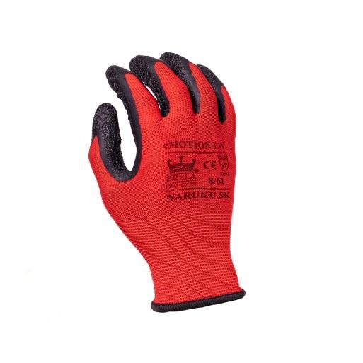 Červené pracovné rukavice s latexovým povrchom LW veľkosť 10/XL