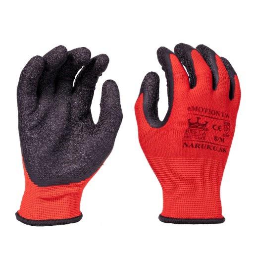 Červené pracovné rukavice s latexovým povrchom LW veľkosť 11/XXL