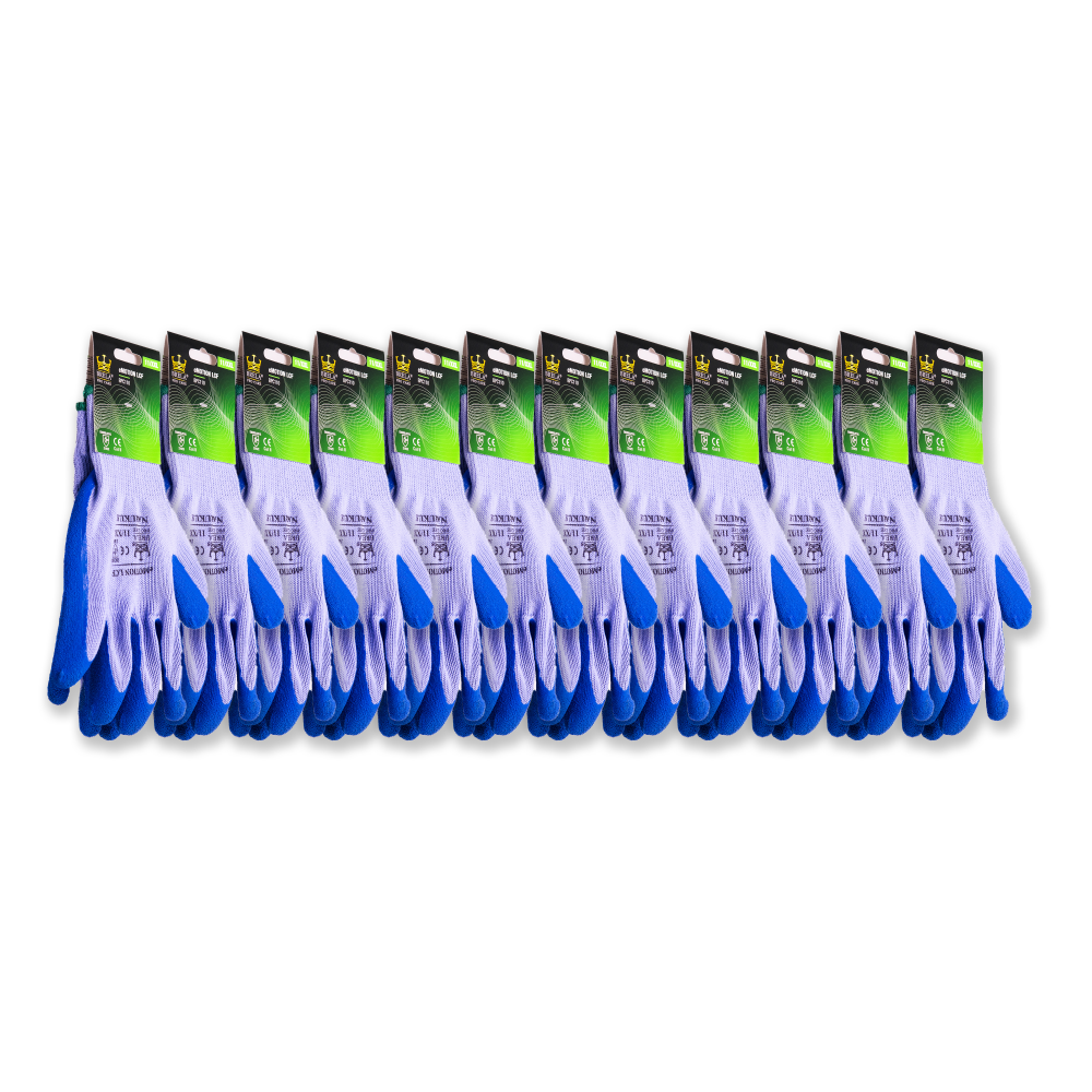 Modré pracovné rukavice s ryhovaným latexom LCF veľkosť 9/L