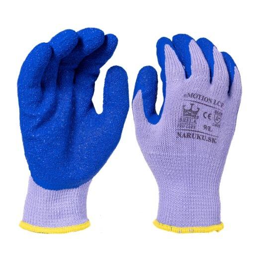 Modré pracovné rukavice s ryhovaným latexom LCF veľkosť 10/XL