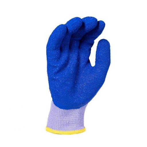 Modré pracovné rukavice s ryhovaným latexom LCF veľkosť 10/XL