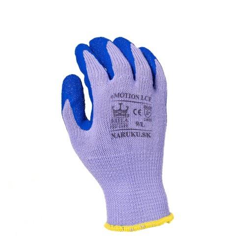 Modré pracovné rukavice s ryhovaným latexom LCF veľkosť 11/XXL