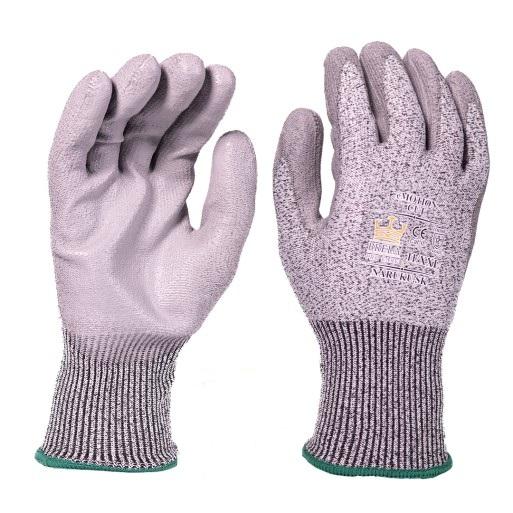 Protiporézne pracovné rukavice z HPPE úpletu s PU finišom CUT veľkosť 8/M