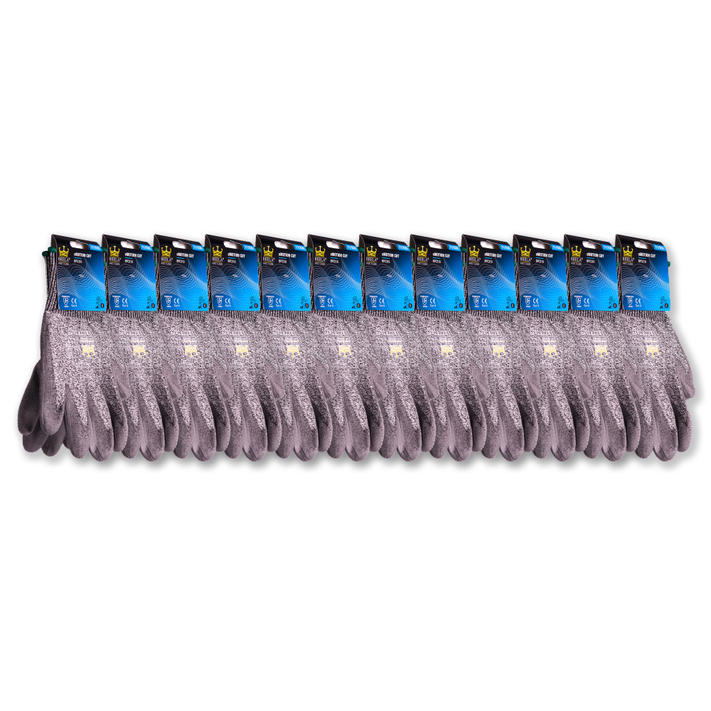 Protiporézne pracovné rukavice z HPPE úpletu s PU finišom CUT veľkosť 11/XXL