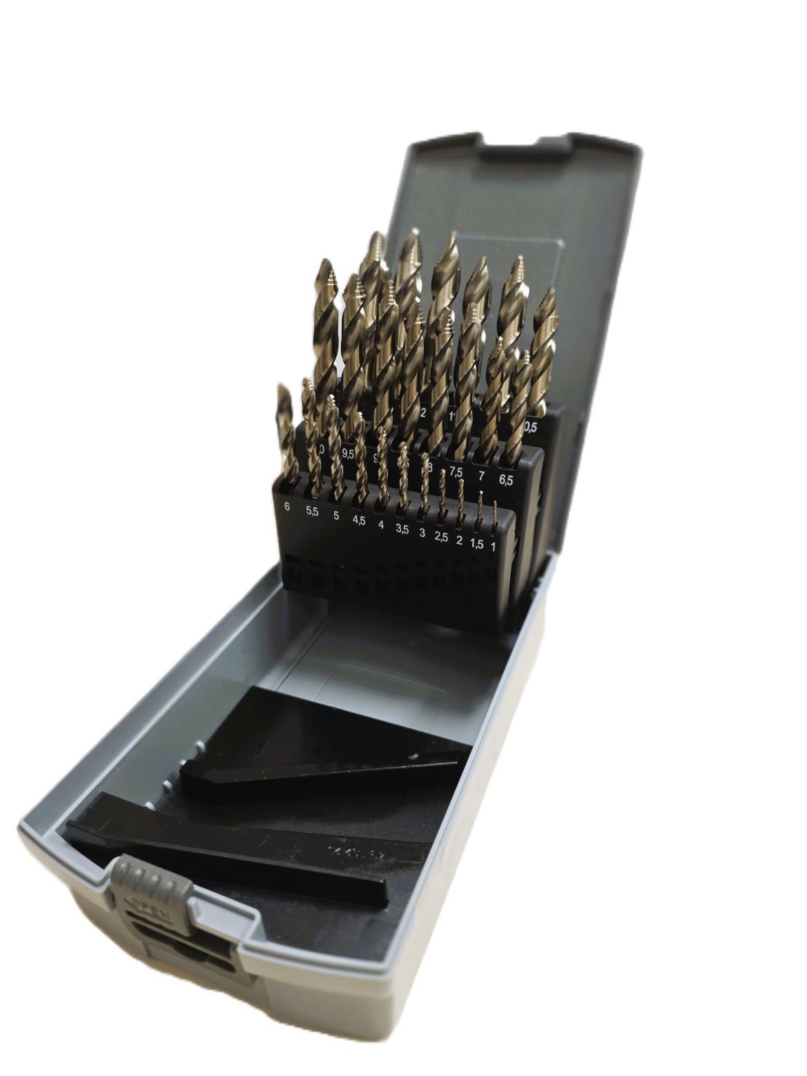Vrták do kovu HSS-E DIN 338 5% Cobalt Step-Twist sada 25 dielna sada
