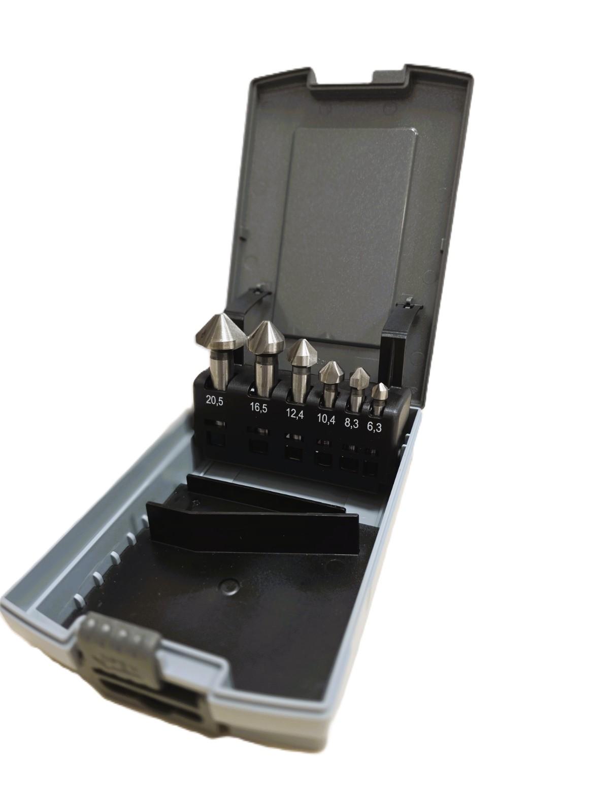 Záhlbník HSS DIN 335 sada 6 diel. v plastovom boxe