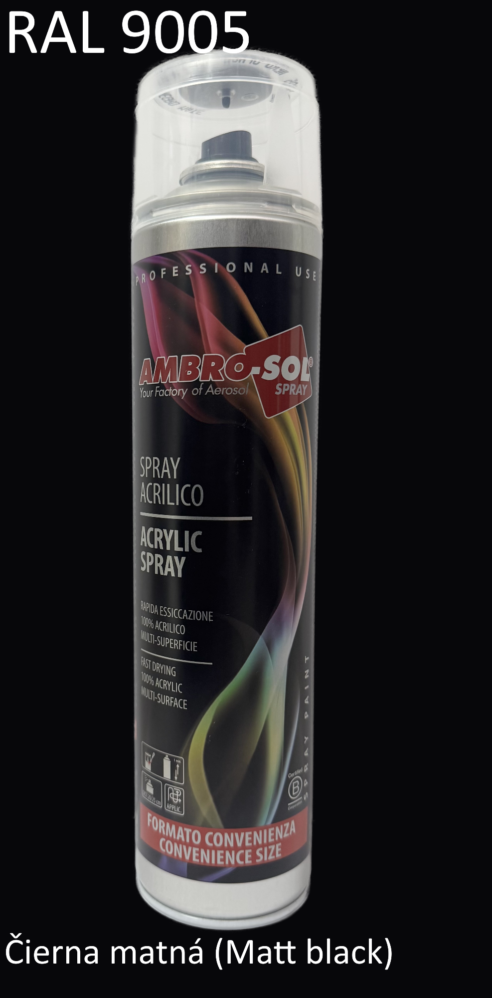 Univerzálna akrylová farba, matná čierna RAL 9005 600ml