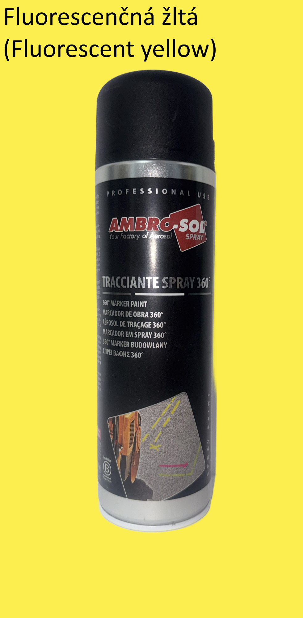 Značkovač v spreji 360° žltý YELLOW - FLUORESCENČNÁ farba 500 ml