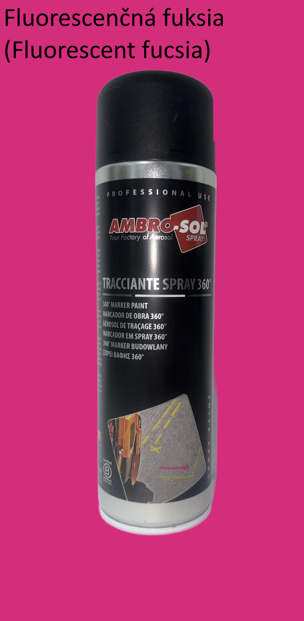 Značkovač v spreji 360° ružová FUCSIA - FLUORESCENČNÁ farba 500 ml