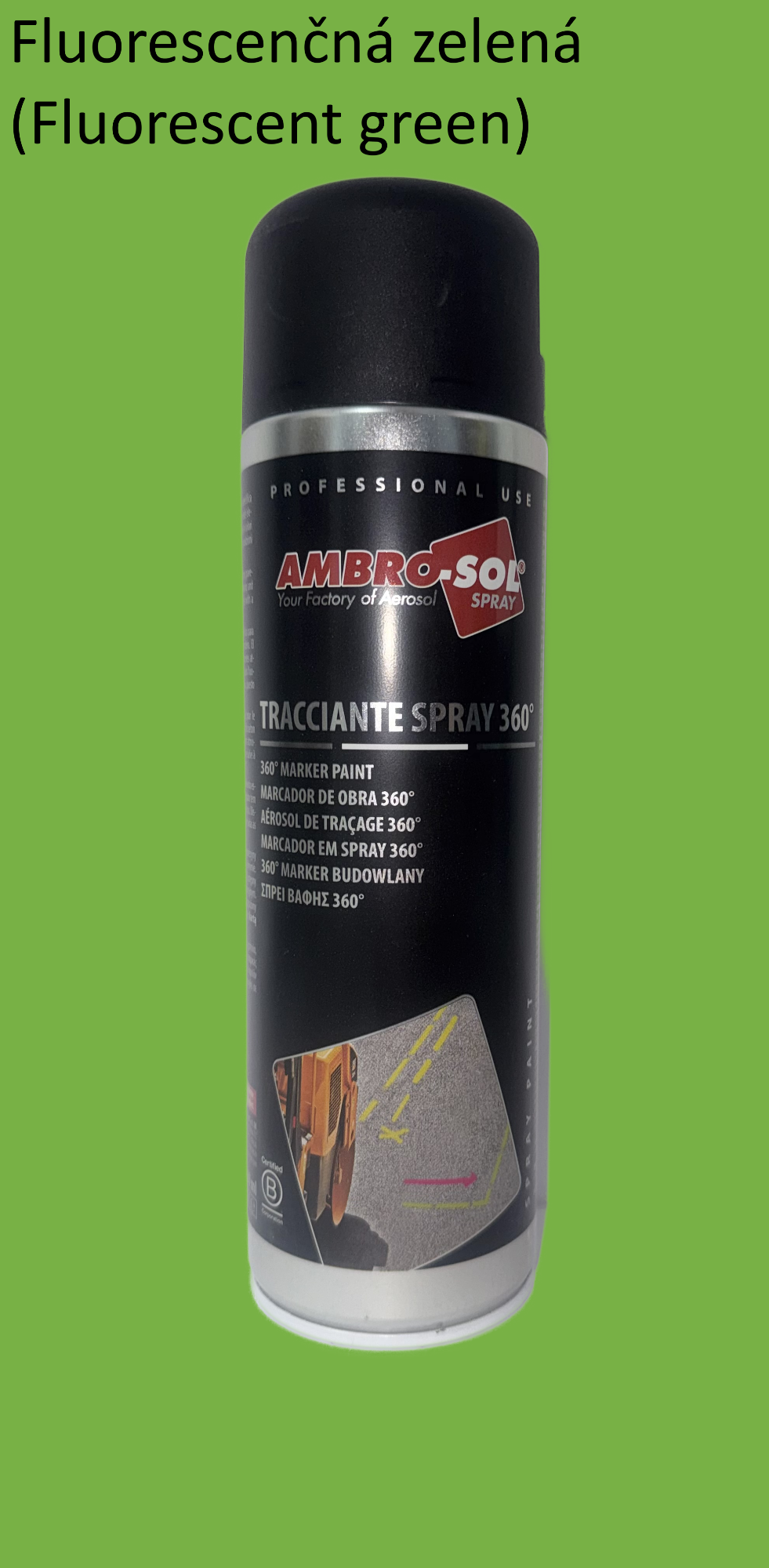 Značkovač v spreji 360° zelená GREEN - FLUORESCENČNÁ farba 500 ml