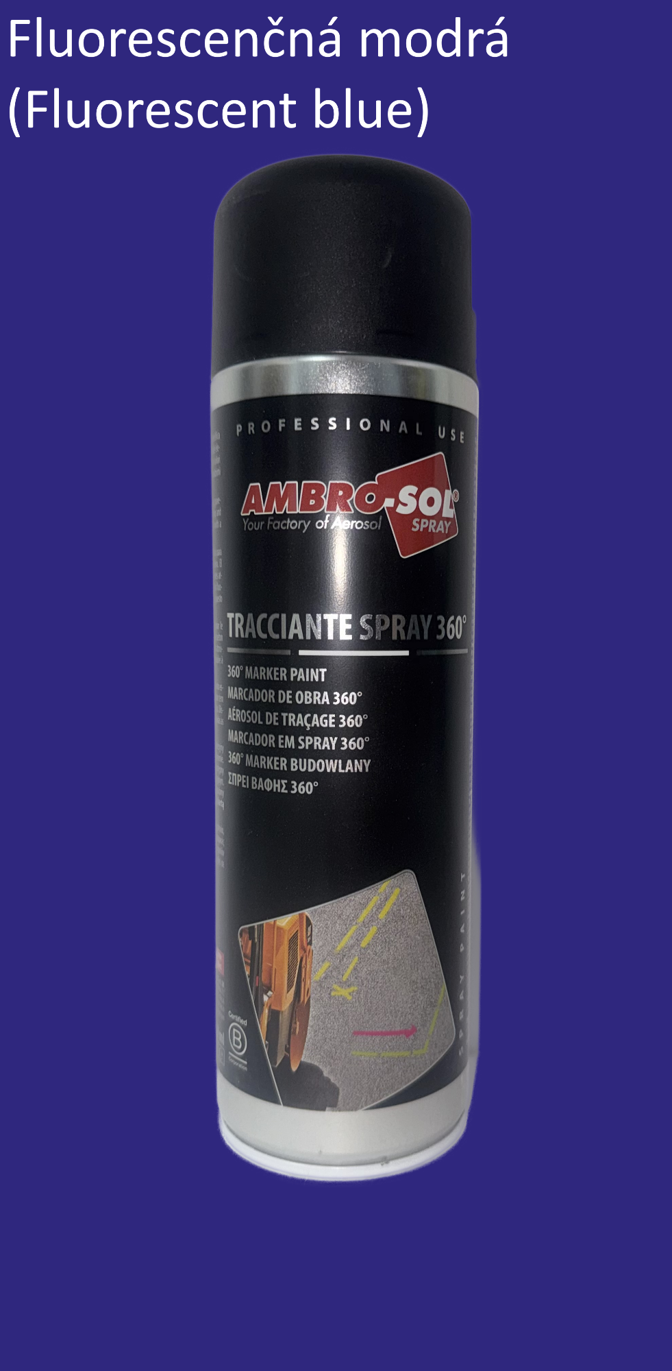 Značkovač v spreji 360° modrý DARK BLUE - FLUORESCENČNÁ farba 500 ml