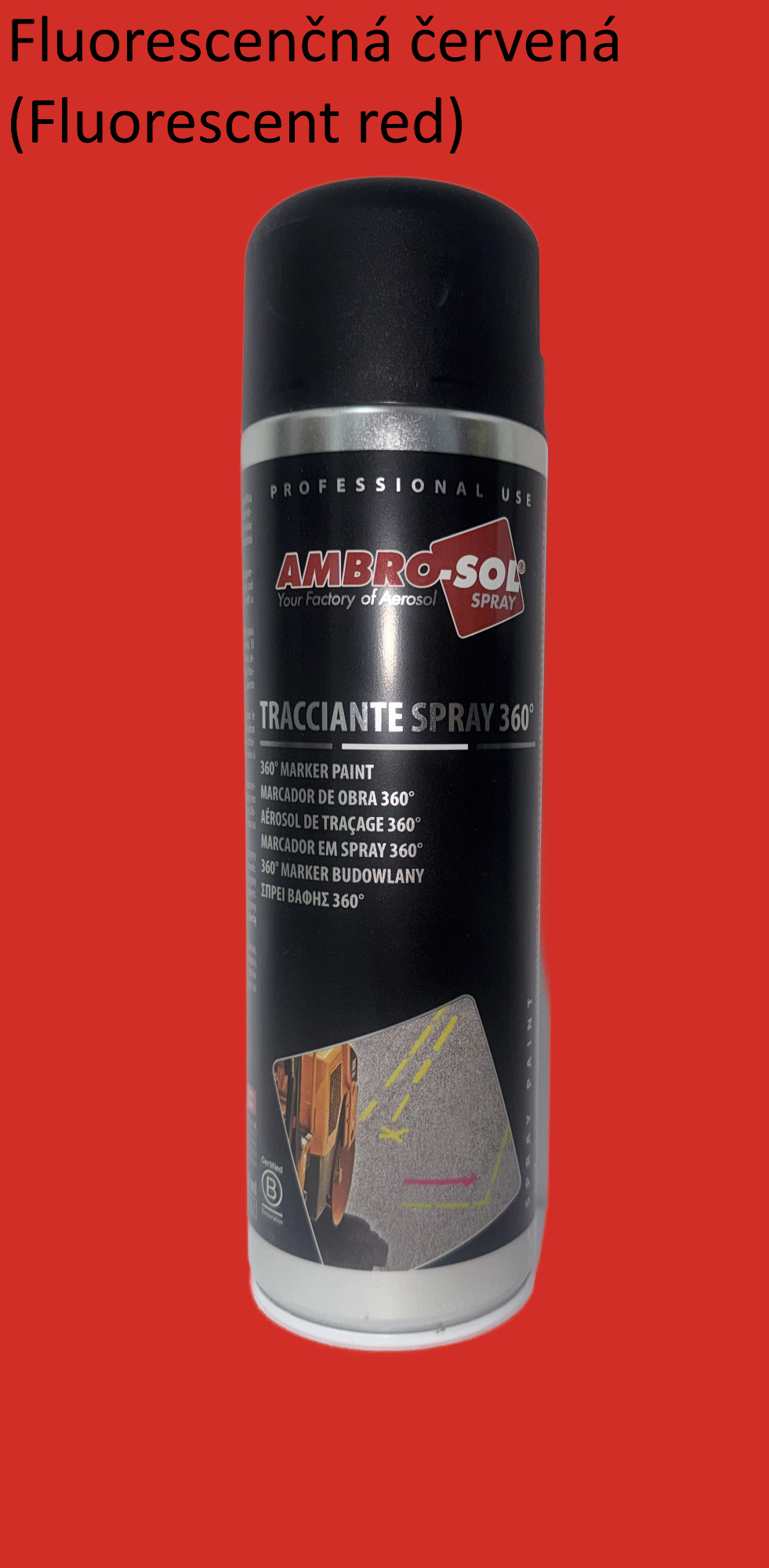 Značkovač v spreji 360° červený RED - FLUORESCENČNÁ farba 500 ml